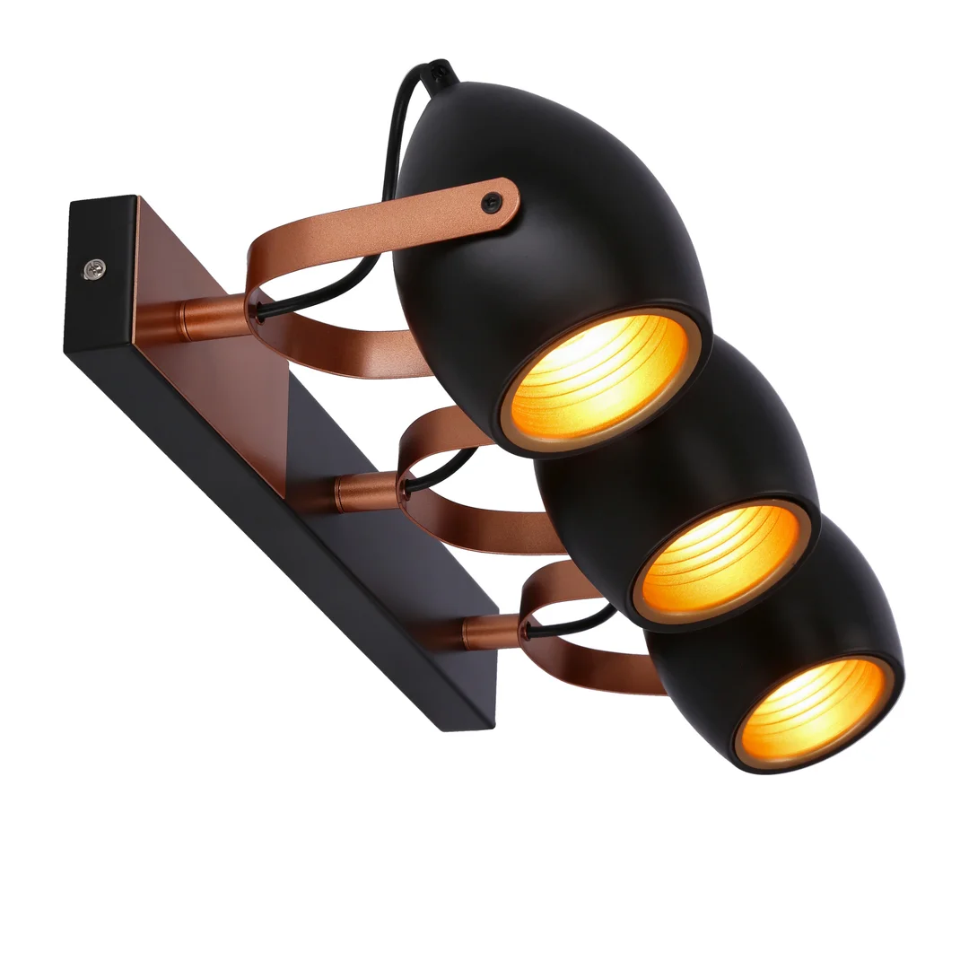Anica lampa sufitowa listwa czarny 3x40w e14 odbłyśnik złoty — zdjęcie 10