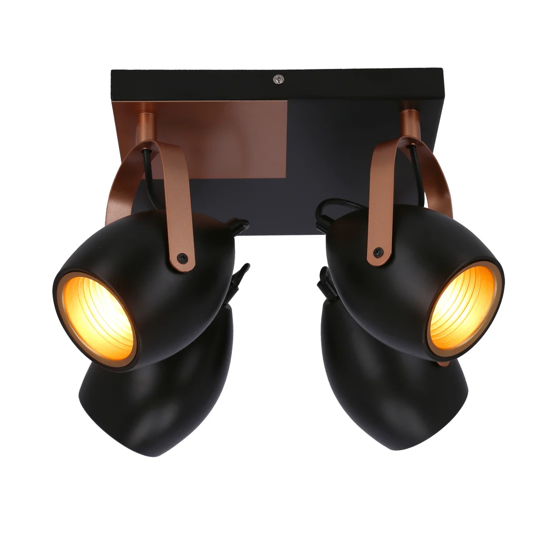 Anica lampa sufitowa plafon czarny 4x40w e14 odbłyśnik złoty — zdjęcie 8