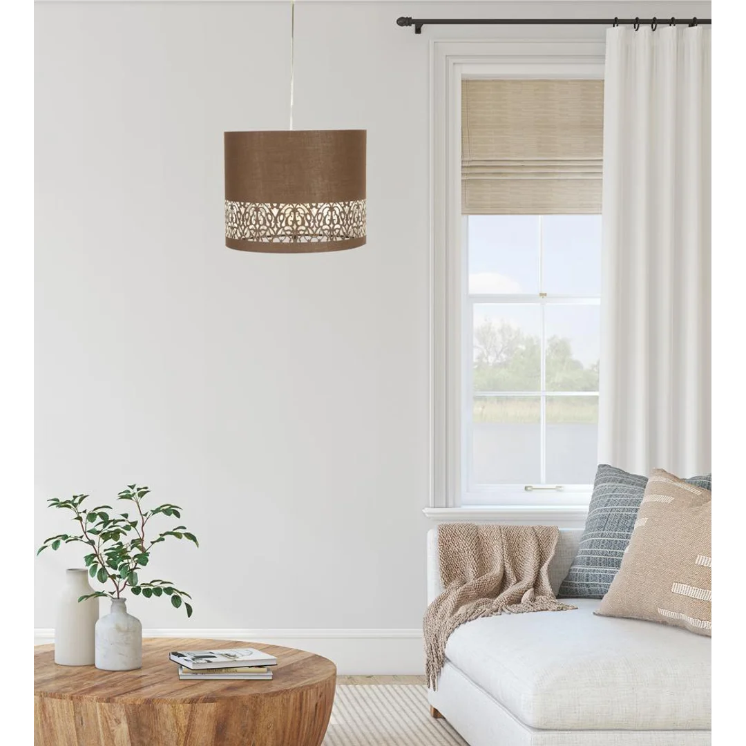 ARABESCA LAMPA WISZĄCA 33X33X24 1X60W E27 BRĄZ (ABAŻUR 77-19274 Z ZAWIESIEM 85-10608) — zdjęcie 3