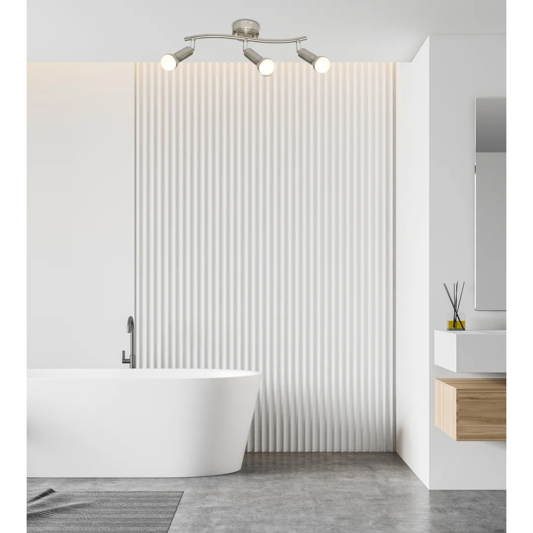 ARC LAMPA SUFITOWA LISTWA 3X40W E14 SATYNA NIKIEL — zdjęcie 4