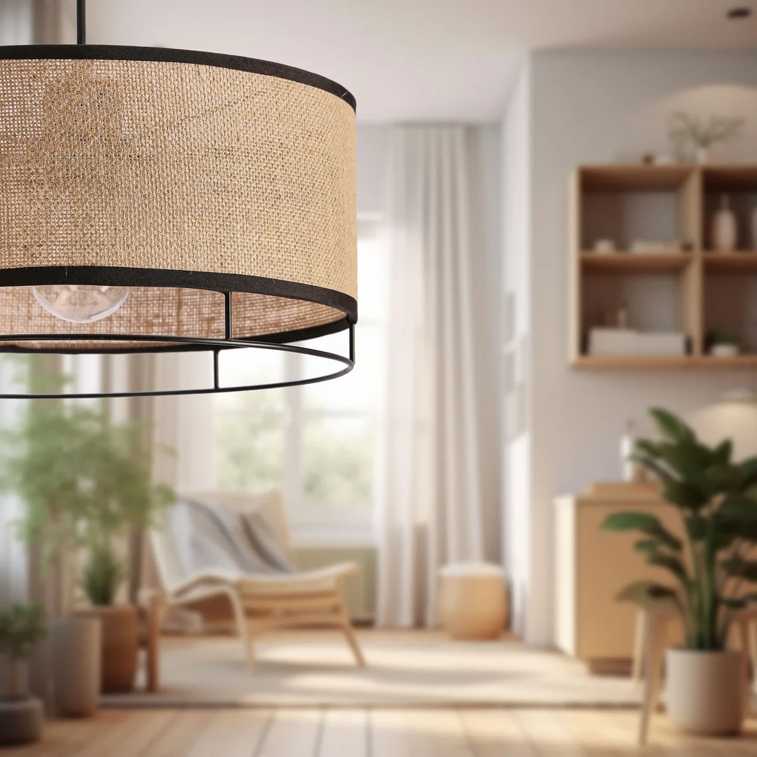 Ardi lampa sufitowa czarny 1x40W E27 abażur żółty — zdjęcie 2