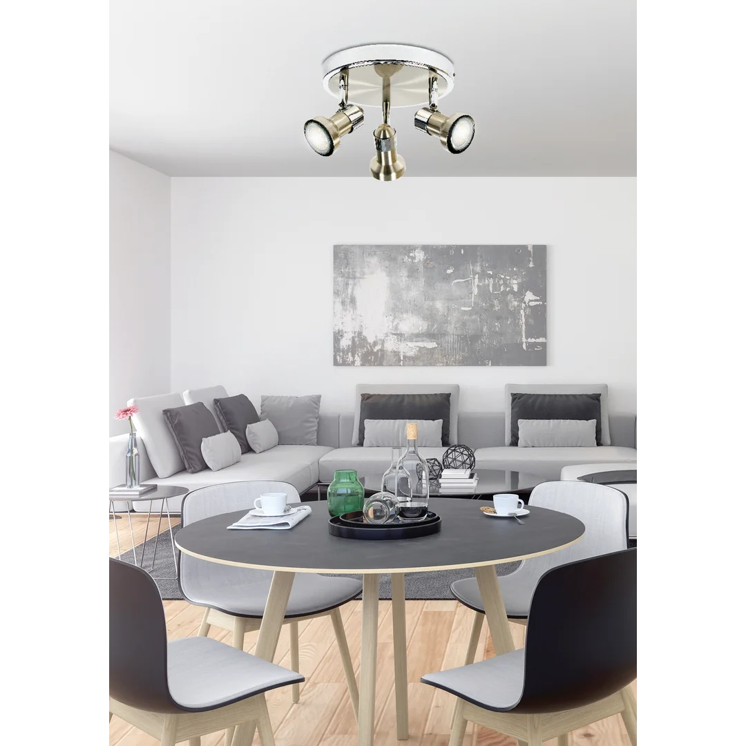 ARKON LAMPA SUFITOWA PLAFON 3X50W GU10 SAT NIKIEL+CHROM BEZ ŻARÓWEK — zdjęcie 2