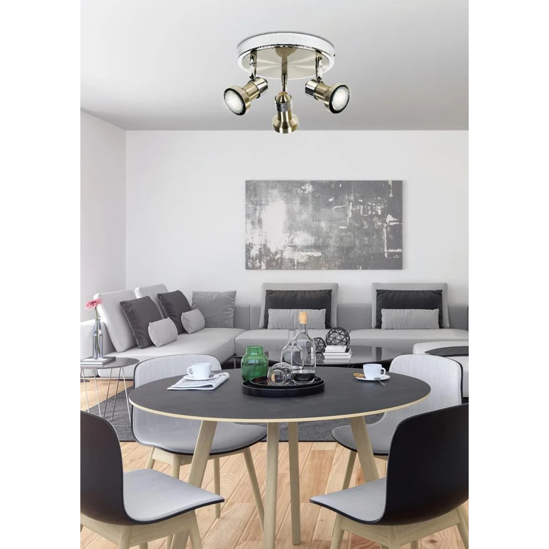 ARKON LAMPA SUFITOWA PLAFON 3X50W GU10 SAT NIKIEL+CHROM BEZ ŻARÓWEK — zdjęcie 3