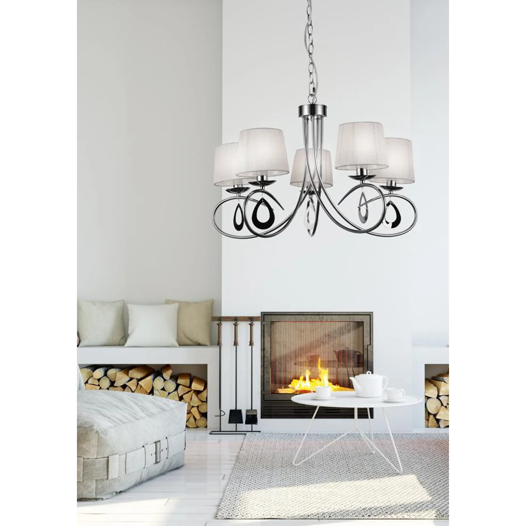 ARNIKA LAMPA WISZĄCA 5X40W E14 CHROM / BIAŁY — zdjęcie 3