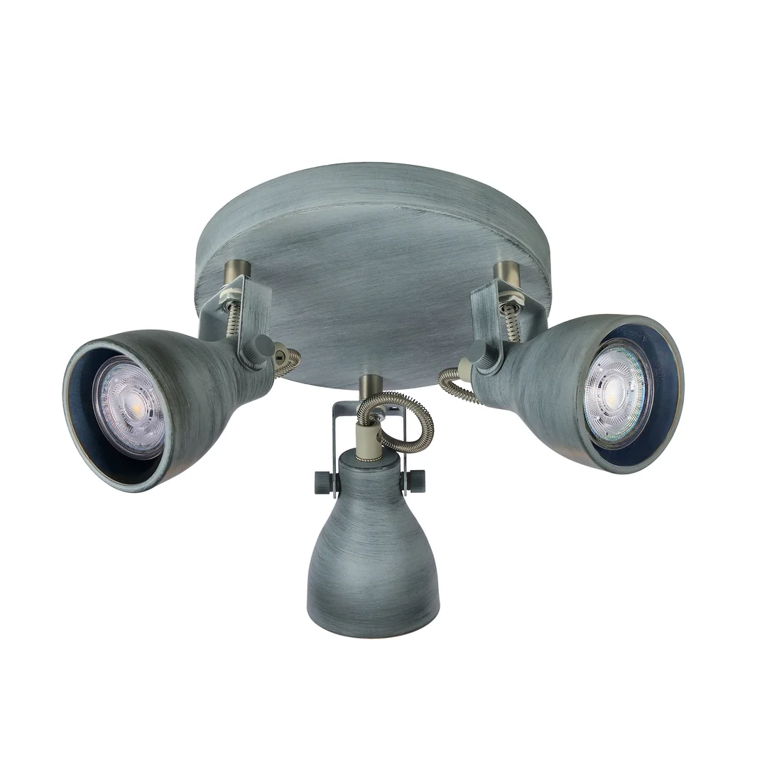 ASH LAMPA SUFITOWA PLAFON 3X40W GU10 SZARY MAT — zdjęcie 3