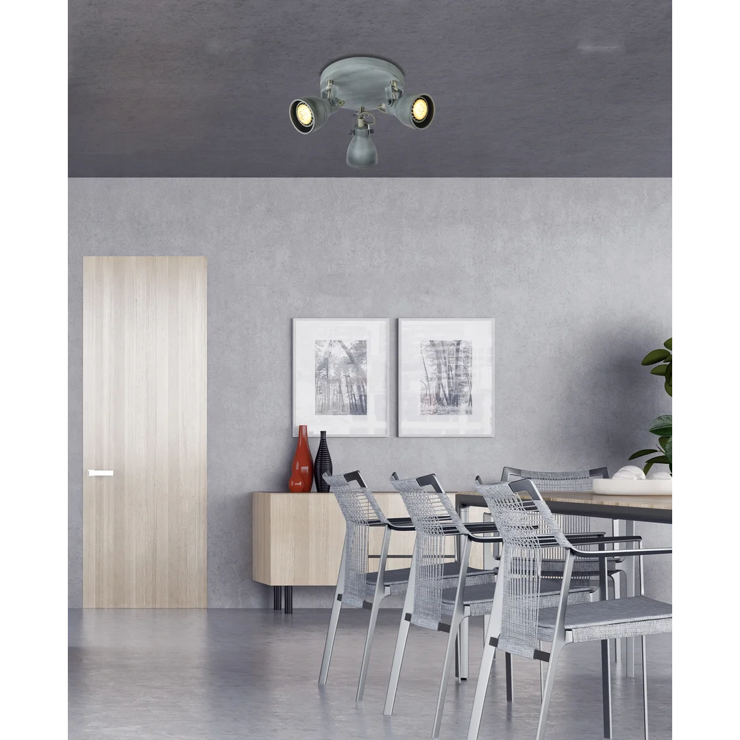 ASH LAMPA SUFITOWA PLAFON 3X40W GU10 SZARY MAT — zdjęcie 4