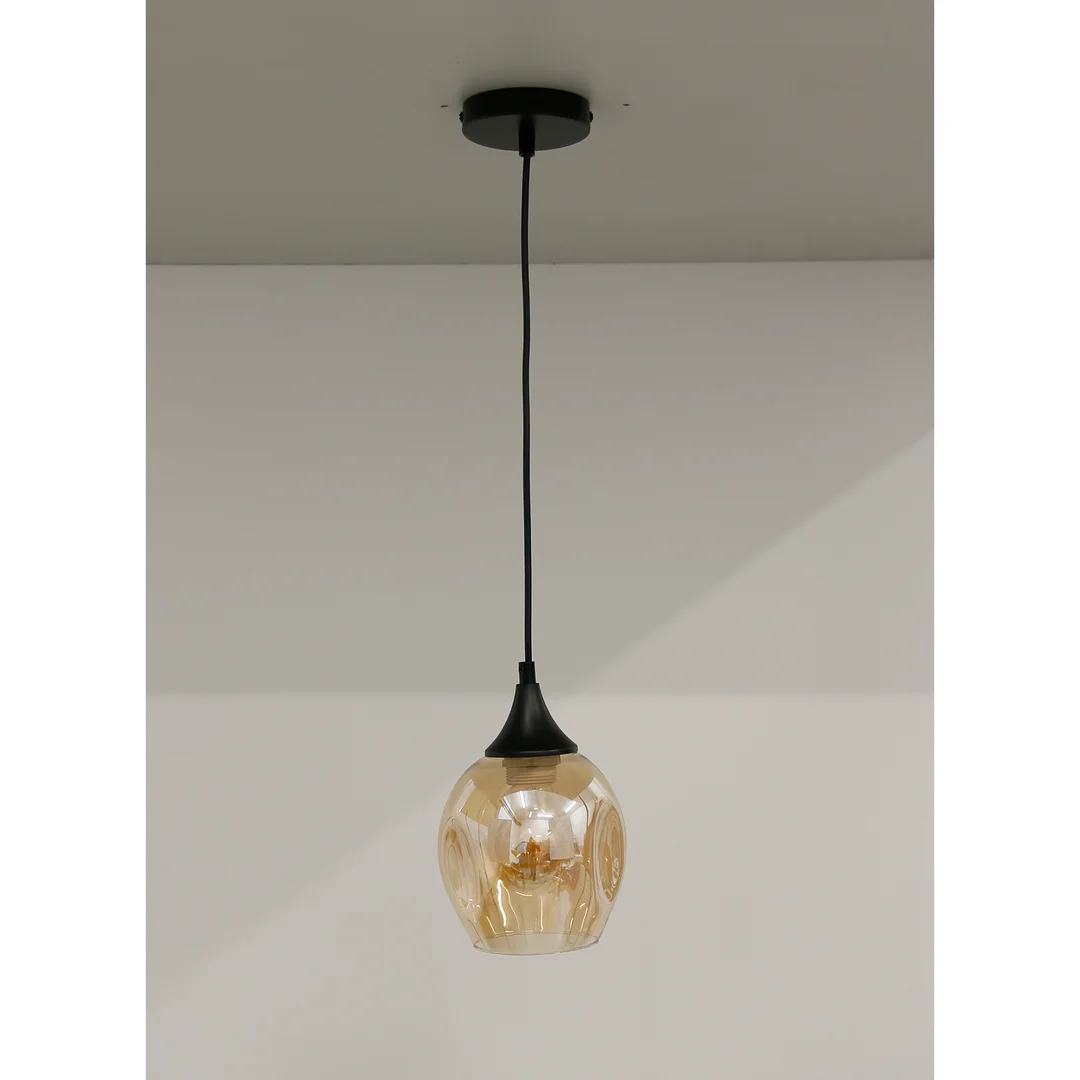 Aspa lampa wisząca czarny 1x40w e27 klosz brązowy — zdjęcie 2