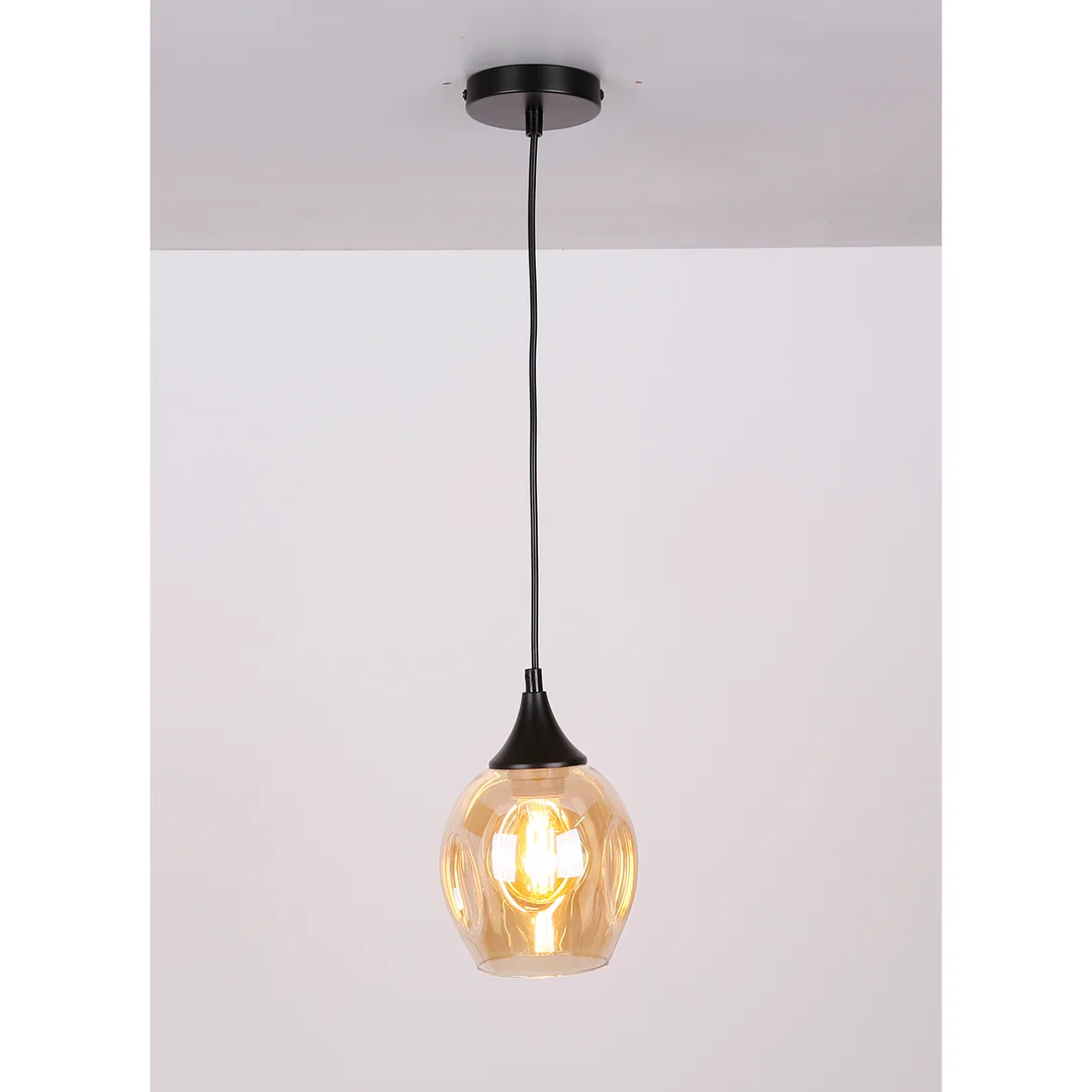 Aspa lampa wisząca czarny 1x40w e27 klosz brązowy — zdjęcie 4