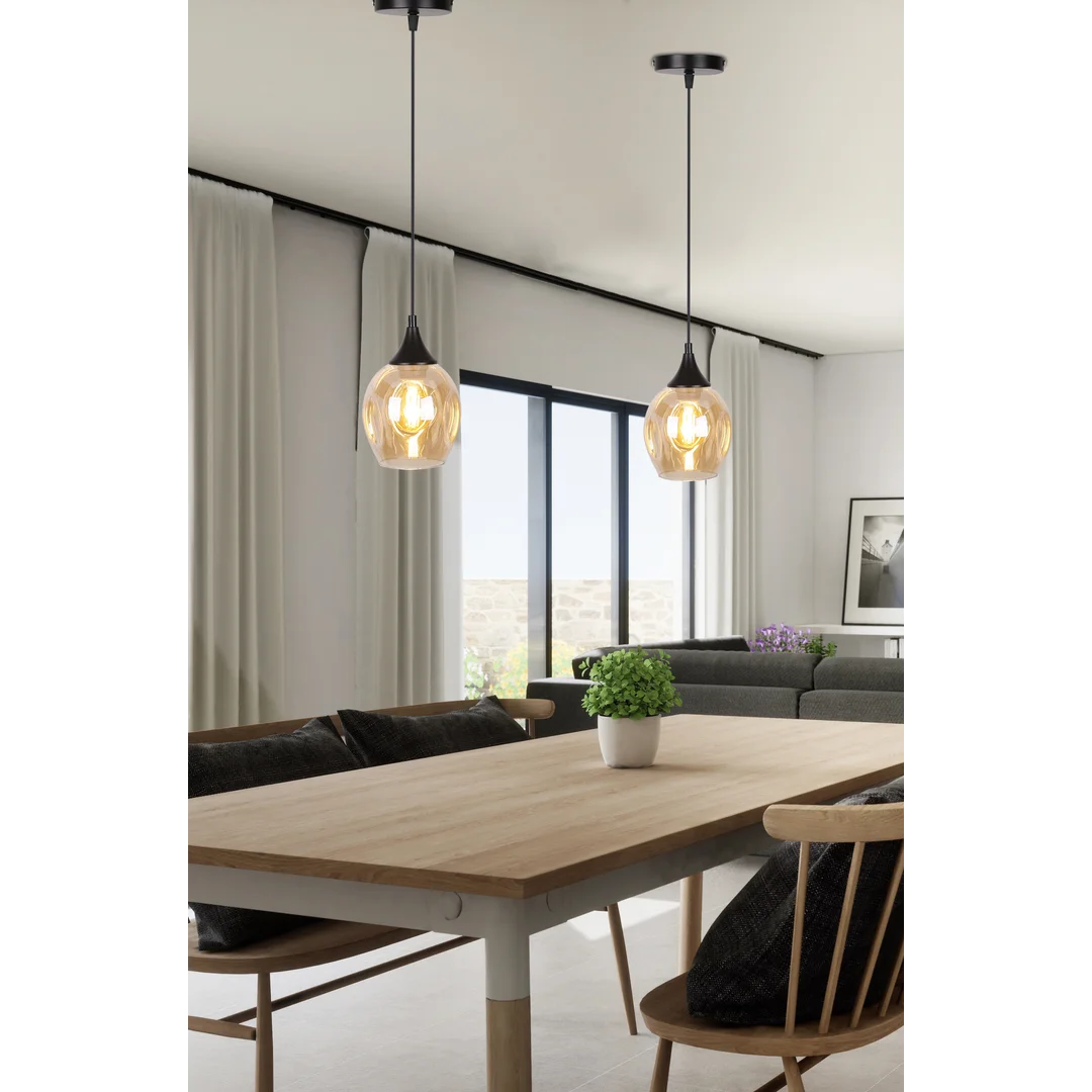Aspa lampa wisząca czarny 1x40w e27 klosz brązowy — zdjęcie 5