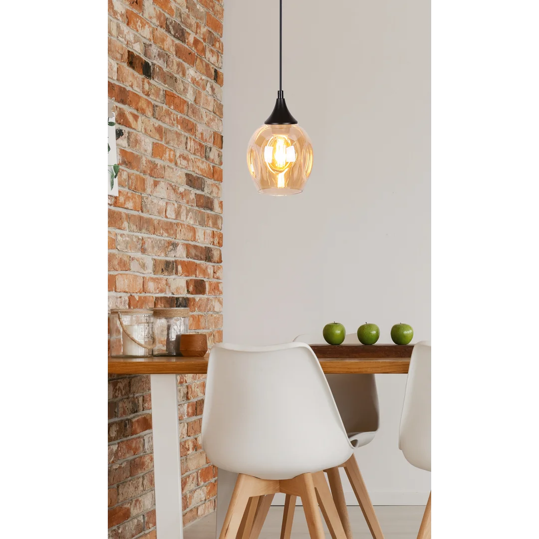 Aspa lampa wisząca czarny 1x40w e27 klosz brązowy — zdjęcie 6