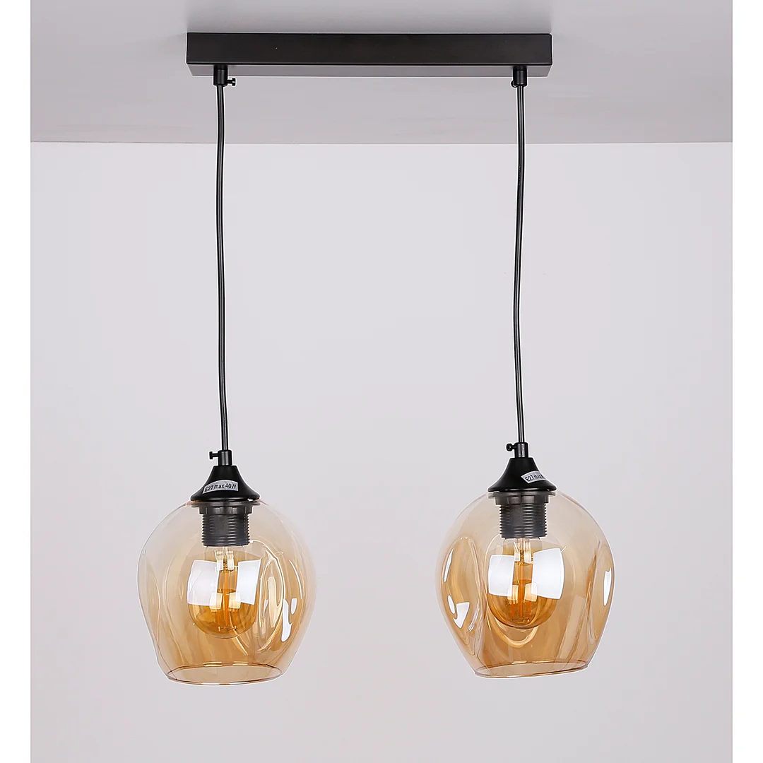 Aspa lampa wisząca czarny 2x40w e27 klosz brązowy — zdjęcie 2