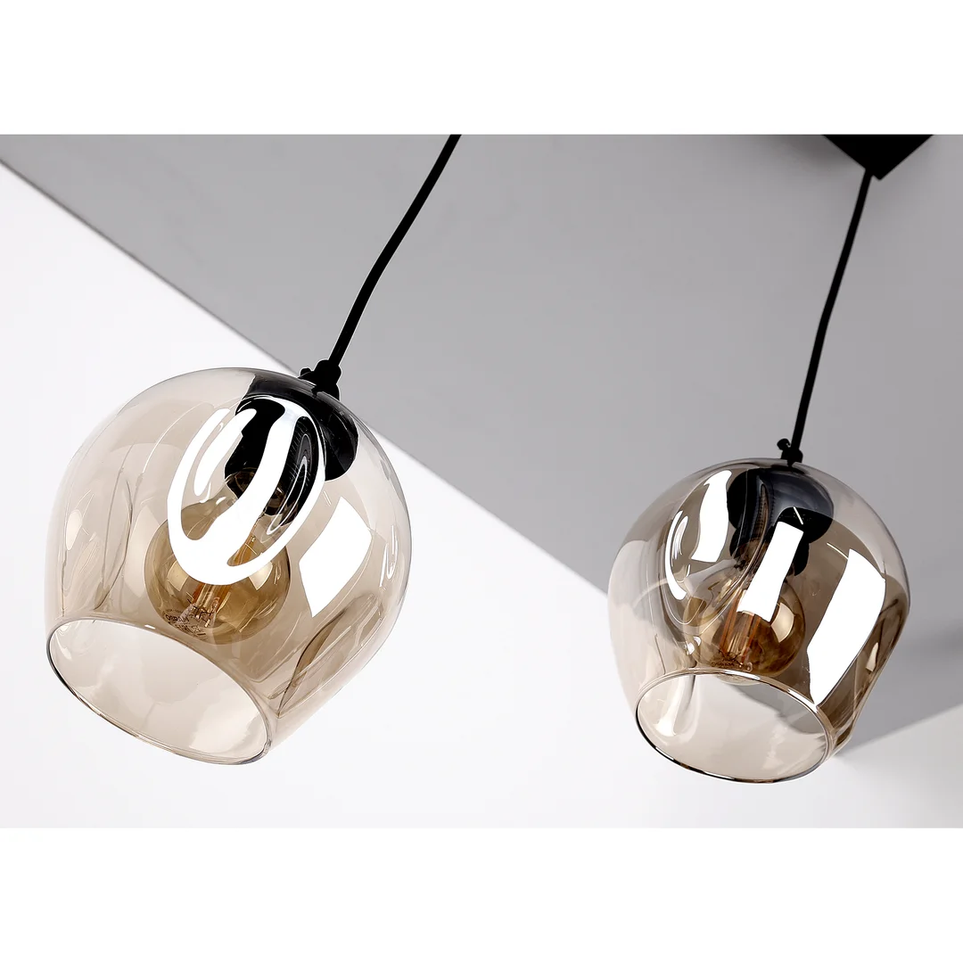 Aspa lampa wisząca czarny 2x40w e27 klosz brązowy — zdjęcie 3