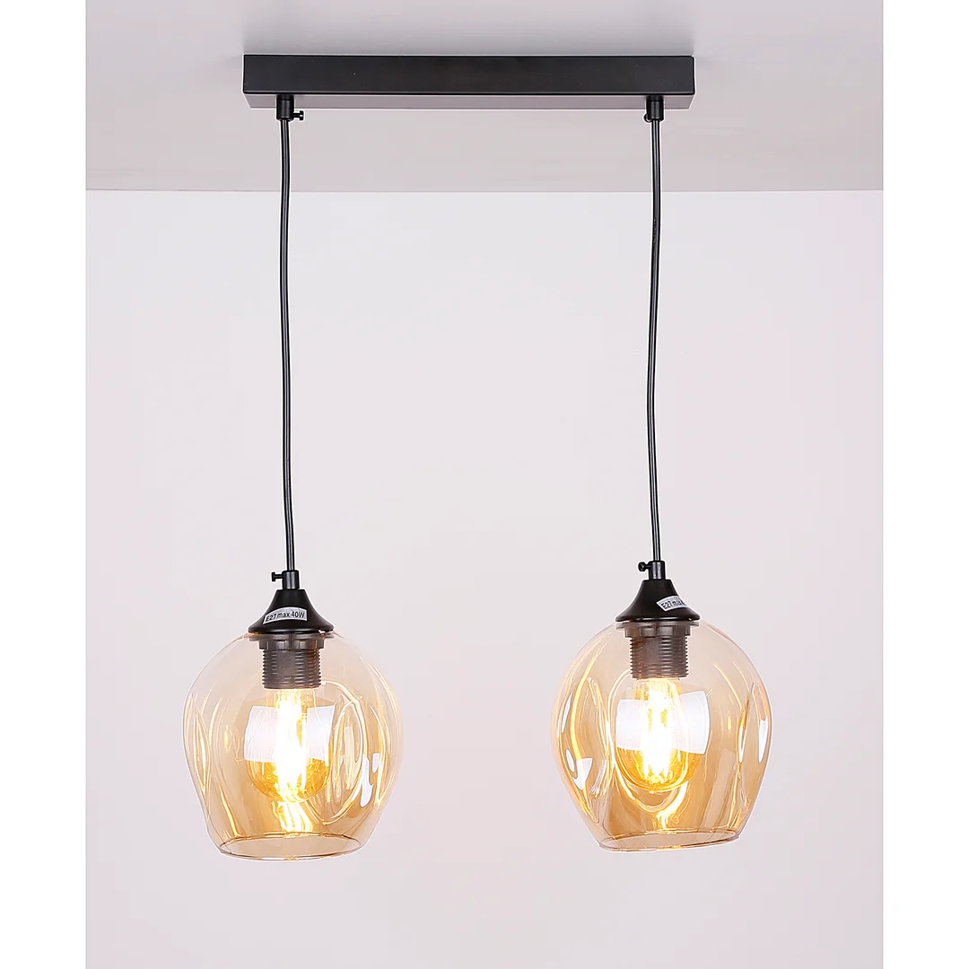 Aspa lampa wisząca czarny 2x40w e27 klosz brązowy — zdjęcie 4