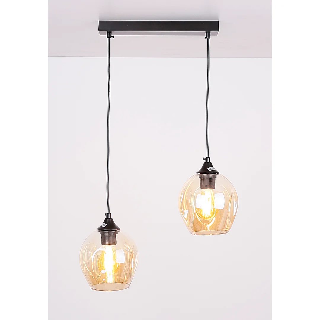 Aspa lampa wisząca czarny 2x40w e27 klosz brązowy — zdjęcie 5