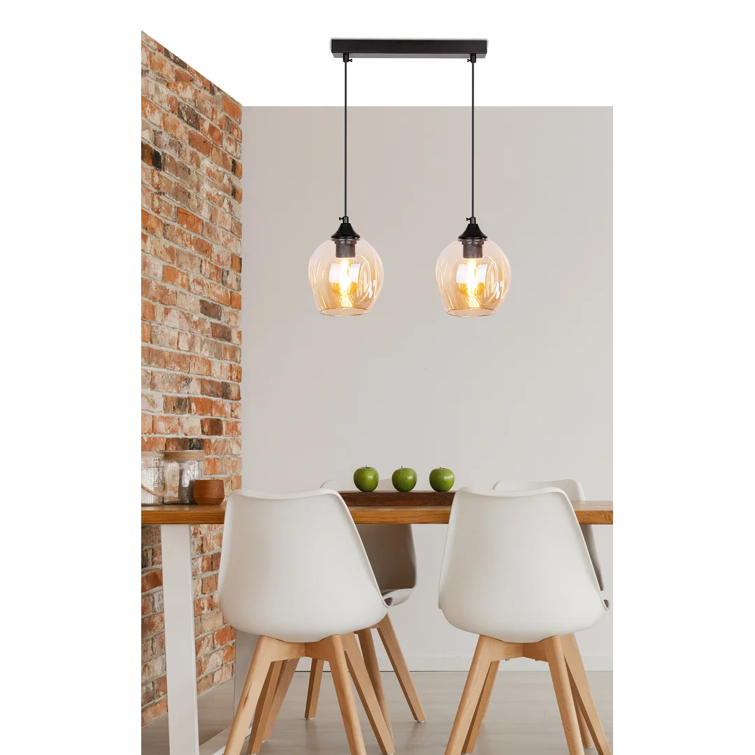 Aspa lampa wisząca czarny 2x40w e27 klosz brązowy — zdjęcie 6