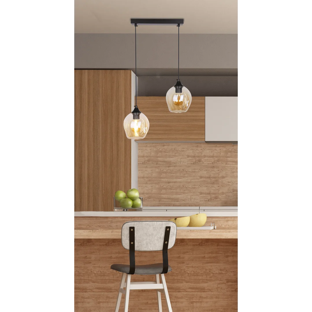 Aspa lampa wisząca czarny 2x40w e27 klosz brązowy — zdjęcie 7