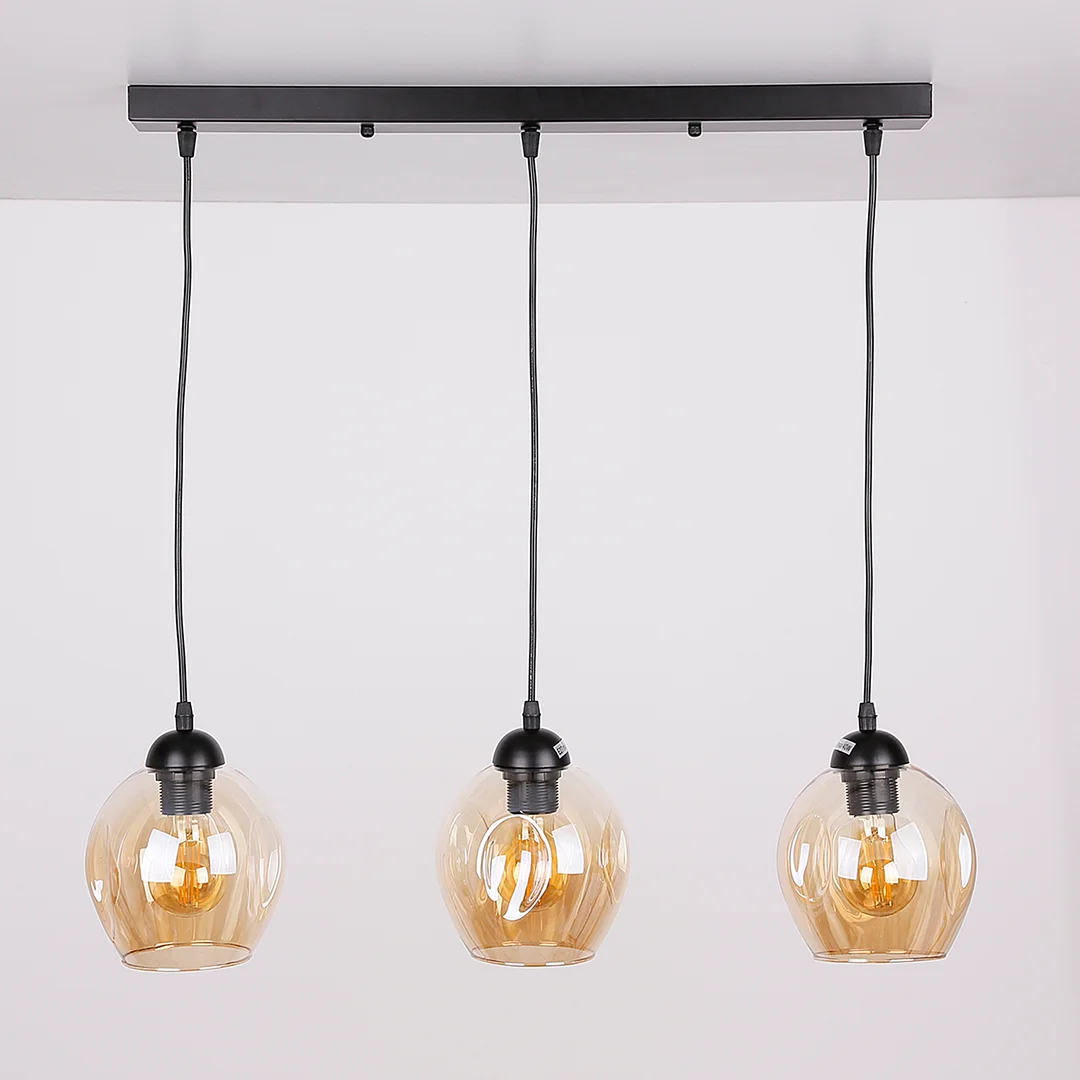 Aspa lampa wisząca czarny 3x40w e27 klosz brązowy — zdjęcie 2