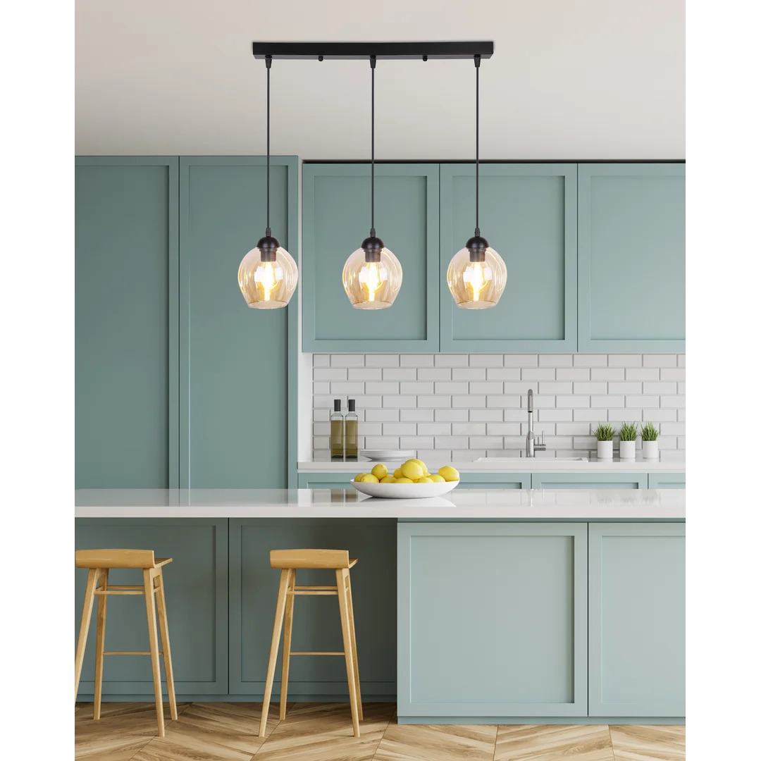 Aspa lampa wisząca czarny 3x40w e27 klosz brązowy — zdjęcie 3