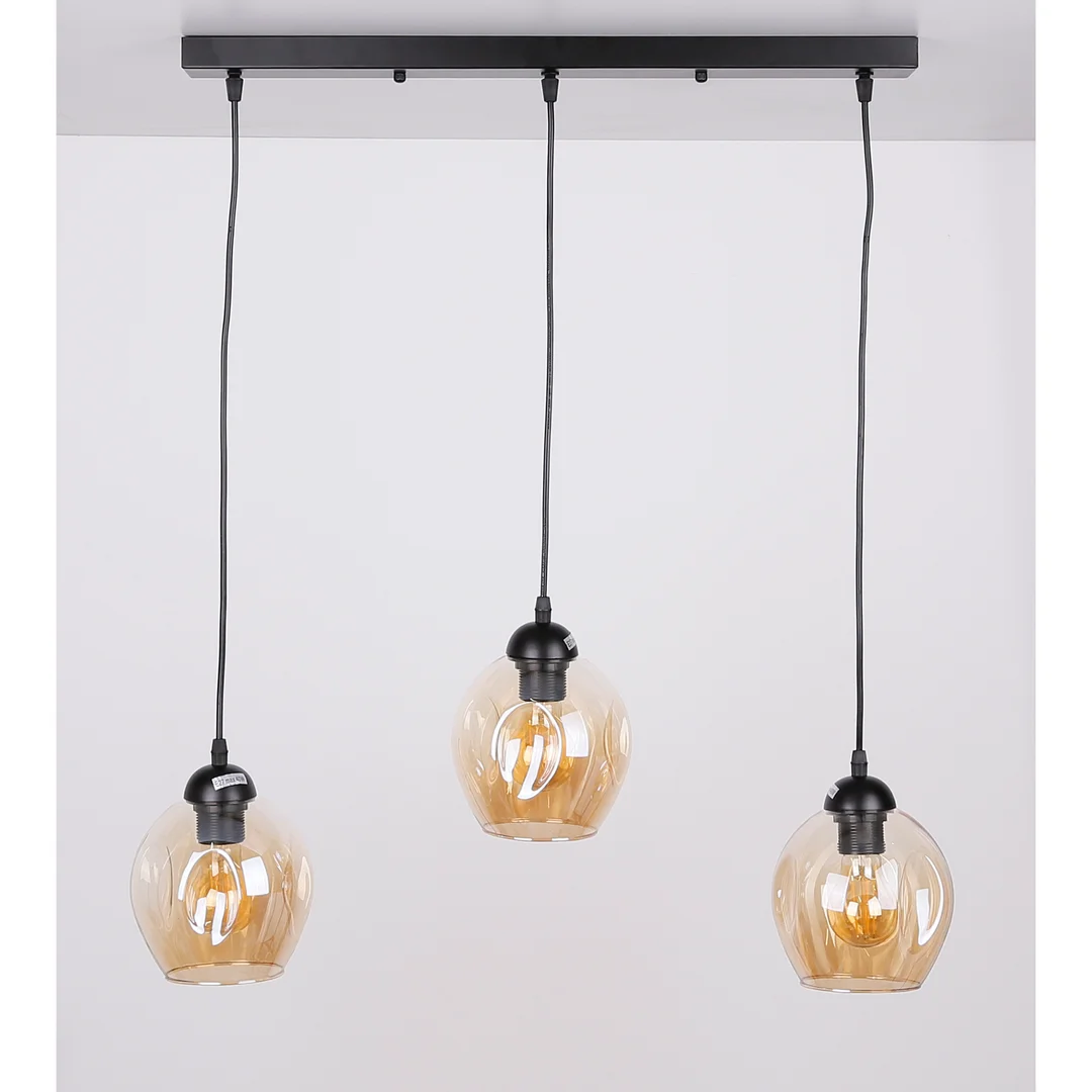 Aspa lampa wisząca czarny 3x40w e27 klosz brązowy — zdjęcie 4