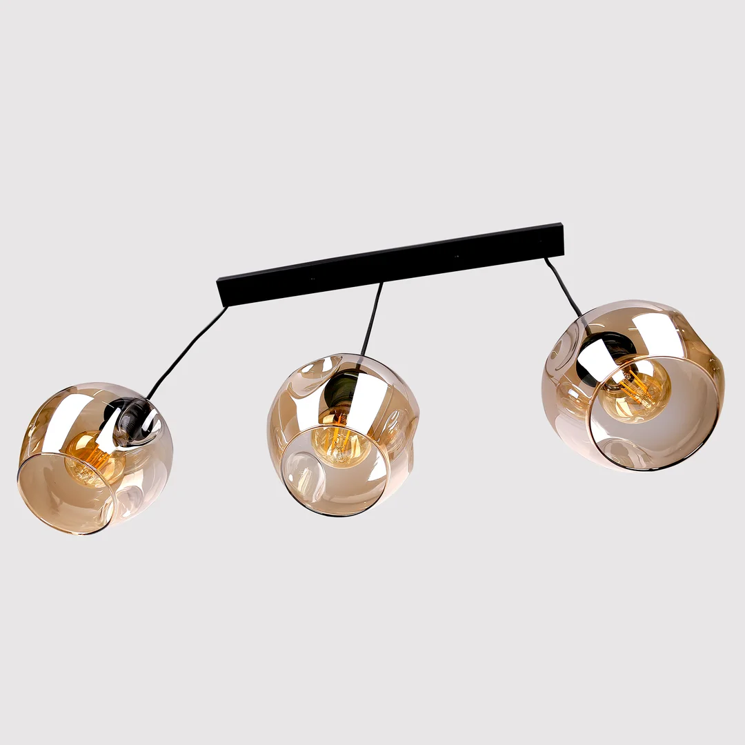 Aspa lampa wisząca czarny 3x40w e27 klosz brązowy — zdjęcie 6