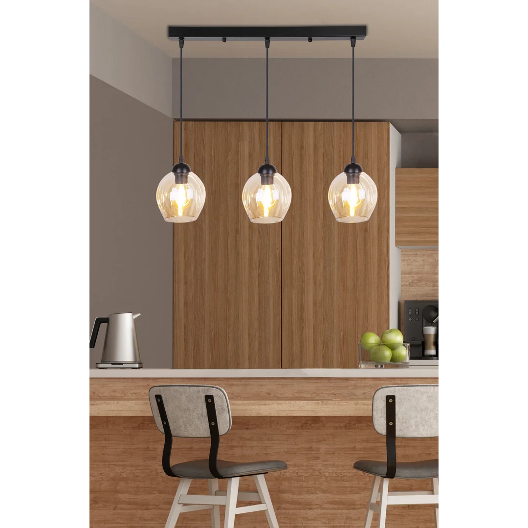 Aspa lampa wisząca czarny 3x40w e27 klosz brązowy — zdjęcie 7