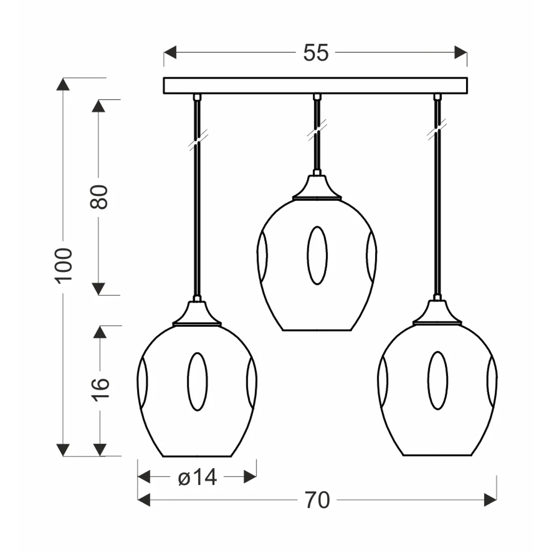 Aspa lampa wisząca czarny 3x40w e27 klosz brązowy — zdjęcie 9