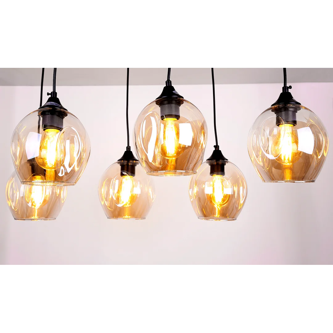 Aspa lampa wisząca czarny 6x40w e27 klosz brązowy — zdjęcie 4