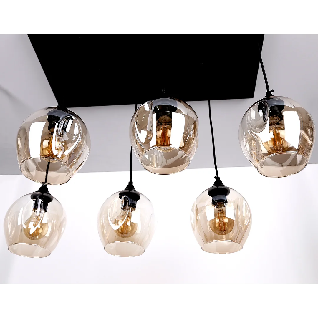 Aspa lampa wisząca czarny 6x40w e27 klosz brązowy — zdjęcie 5