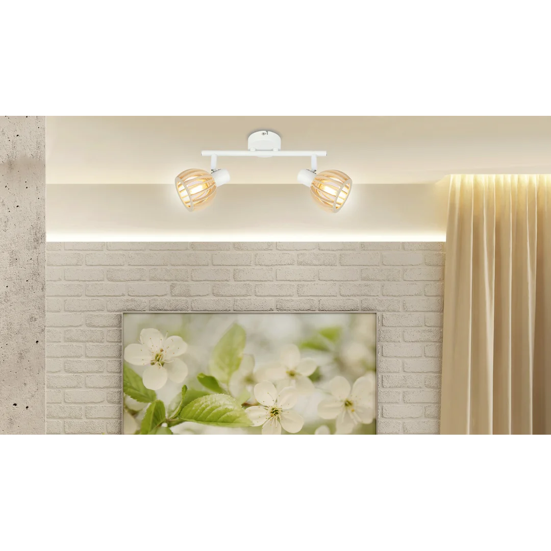 ATARRI LAMPA SUFITOWA LISTWA 2X25W E14 BIAŁY+DREWNO — zdjęcie 4