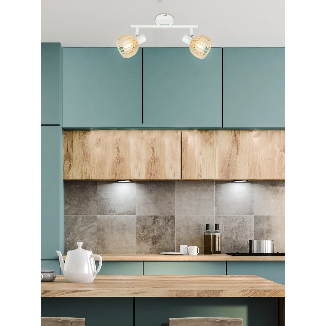 ATARRI LAMPA SUFITOWA LISTWA 2X25W E14 BIAŁY+DREWNO — zdjęcie 5
