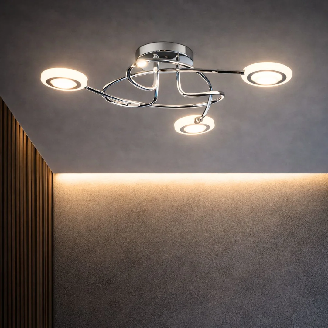 AURELION LAMPA SUFITOWA PLAFON 3X4W LED CHROM 3000K — zdjęcie 3