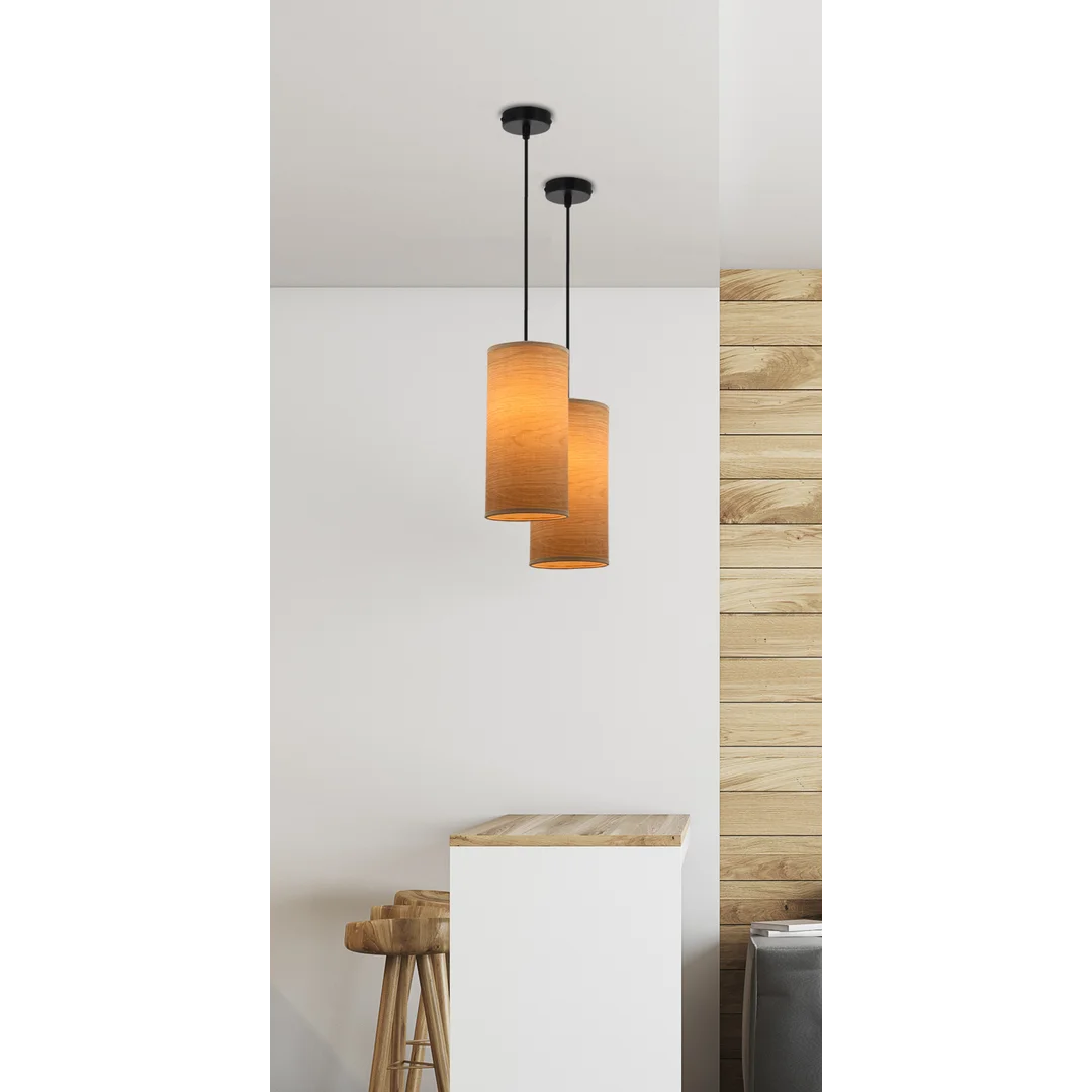 Ballo lampa wisząca czarny 1x60 e27 abażur orzechowy — zdjęcie 2