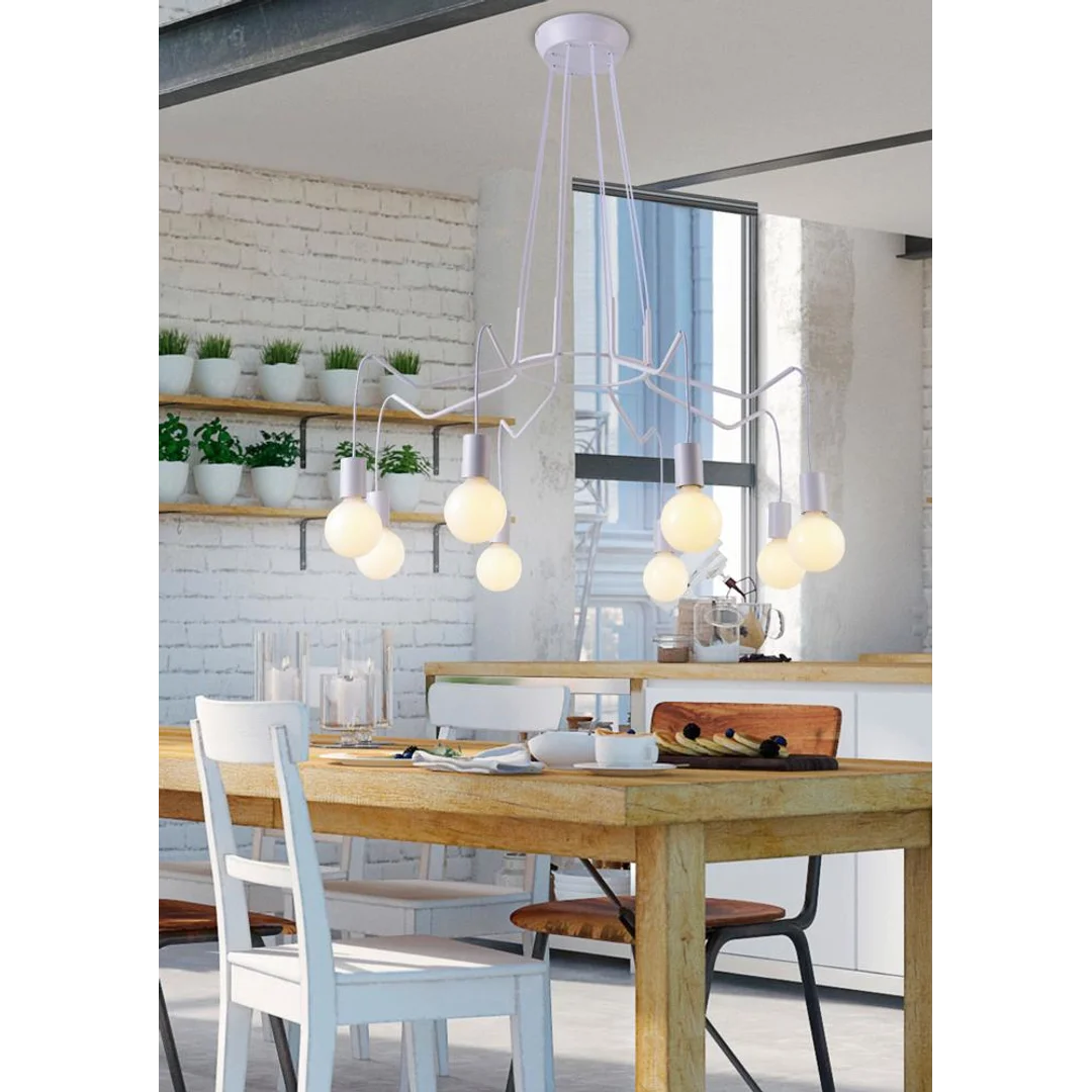 BASSO LAMPA WISZĄCA 8X40W E27 BIAŁY MATOWY — zdjęcie 3