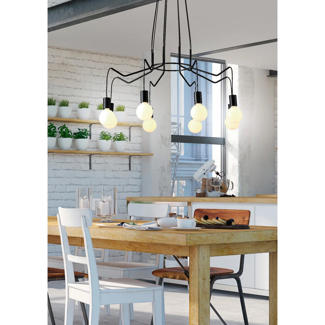 BASSO LAMPA WISZĄCA 8X40W E27 CZARNY MATOWY — zdjęcie 2