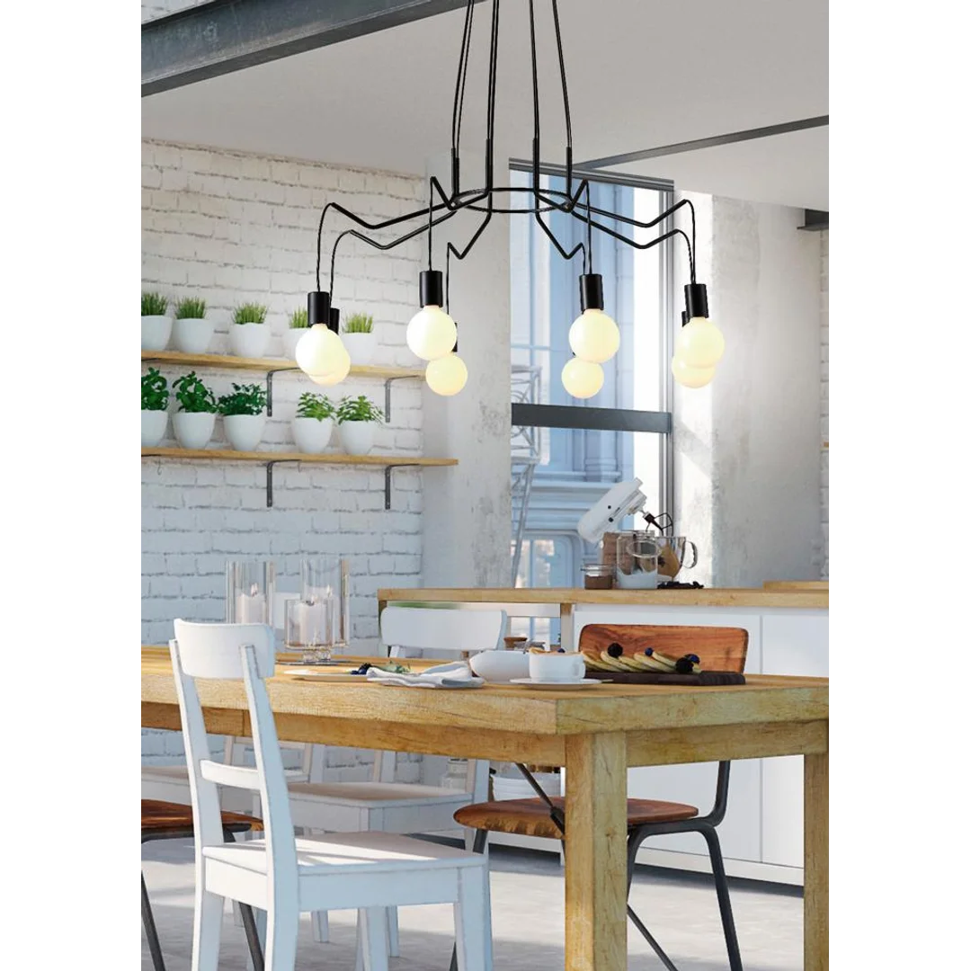 BASSO LAMPA WISZĄCA 8X40W E27 CZARNY MATOWY — zdjęcie 3