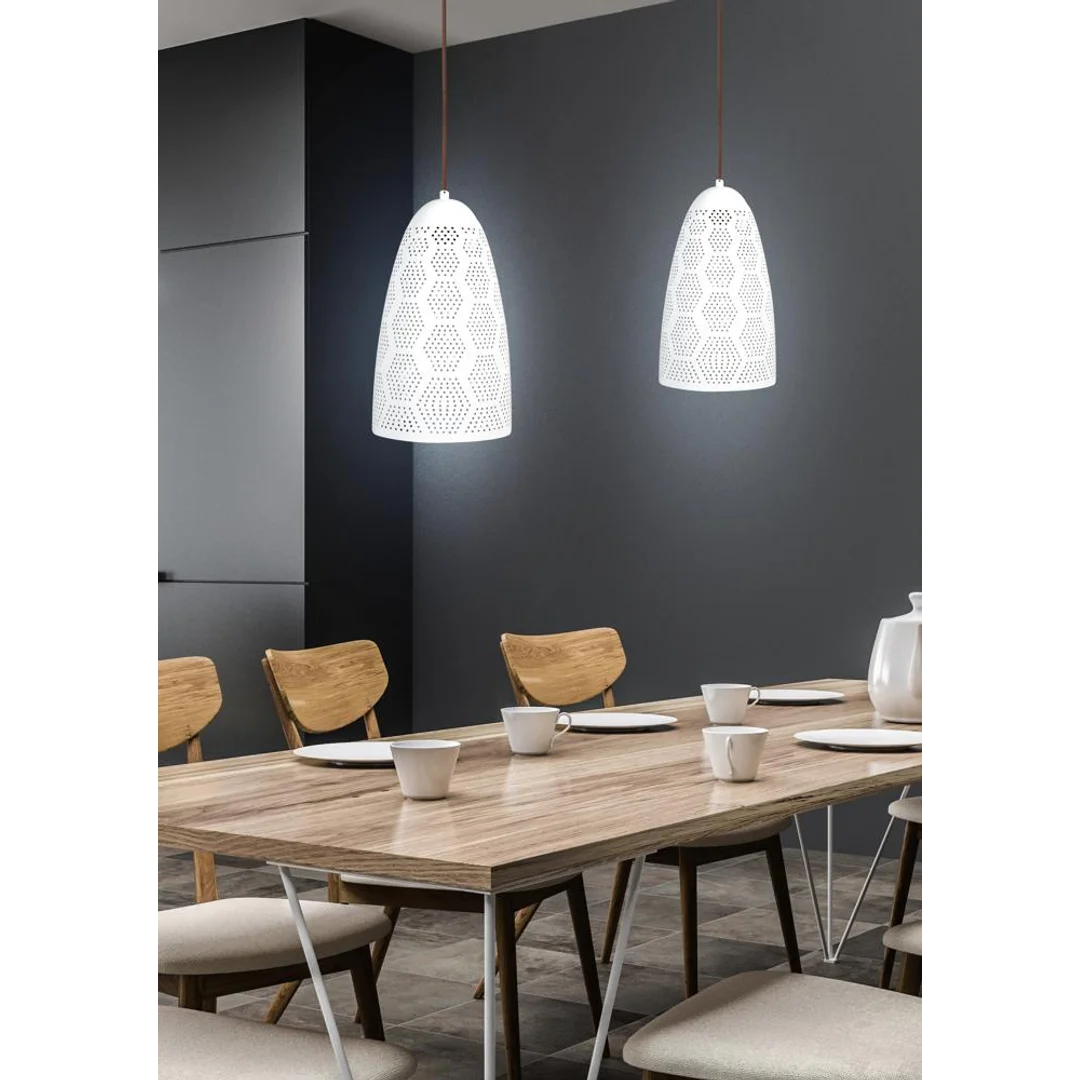 BENE LAMPA WISZĄCA 20/33 STOŻEK 1X60W E27 AŻUROWY BIAŁY — zdjęcie 3