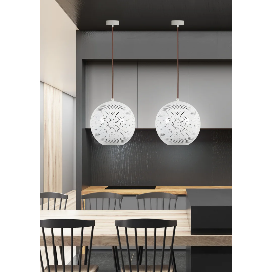 BENE LAMPA WISZĄCA 25 KULA S 1X60W E27 AŻUROWY BIAŁY — zdjęcie 2