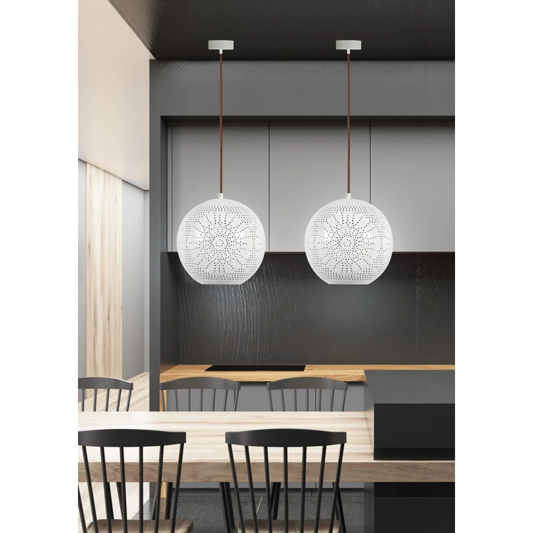 BENE LAMPA WISZĄCA 25 KULA S 1X60W E27 AŻUROWY BIAŁY — zdjęcie 3