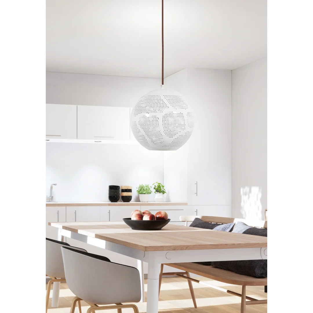 BENE LAMPA WISZĄCA 25 KULA W 1X60W E27 AŻUROWY BIAŁY — zdjęcie 2