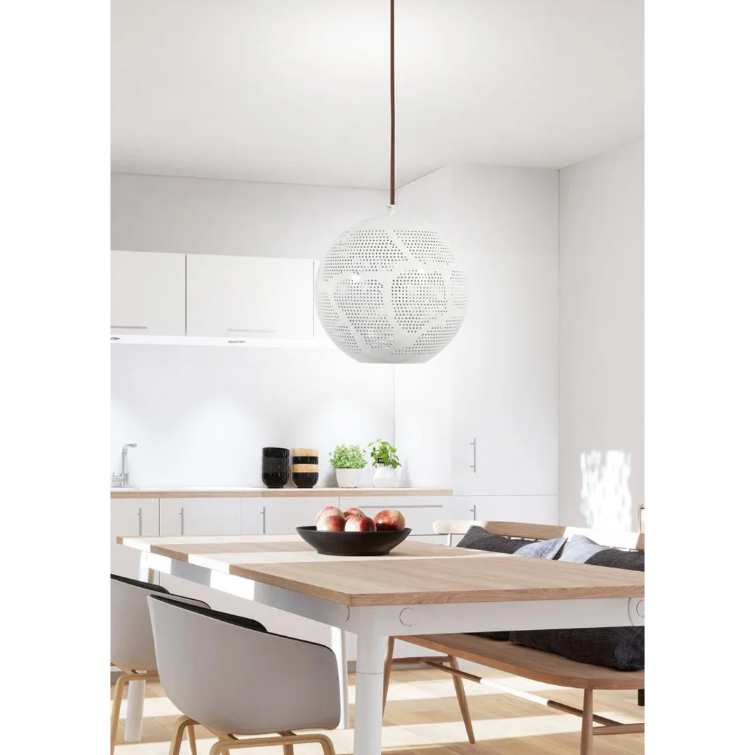 BENE LAMPA WISZĄCA 25 KULA W 1X60W E27 AŻUROWY BIAŁY — zdjęcie 3