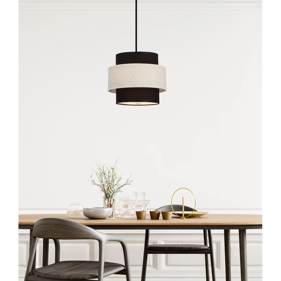 Benta lampa wisząca czarny 1x40w e27 abażur czarny+kremowy — zdjęcie 2