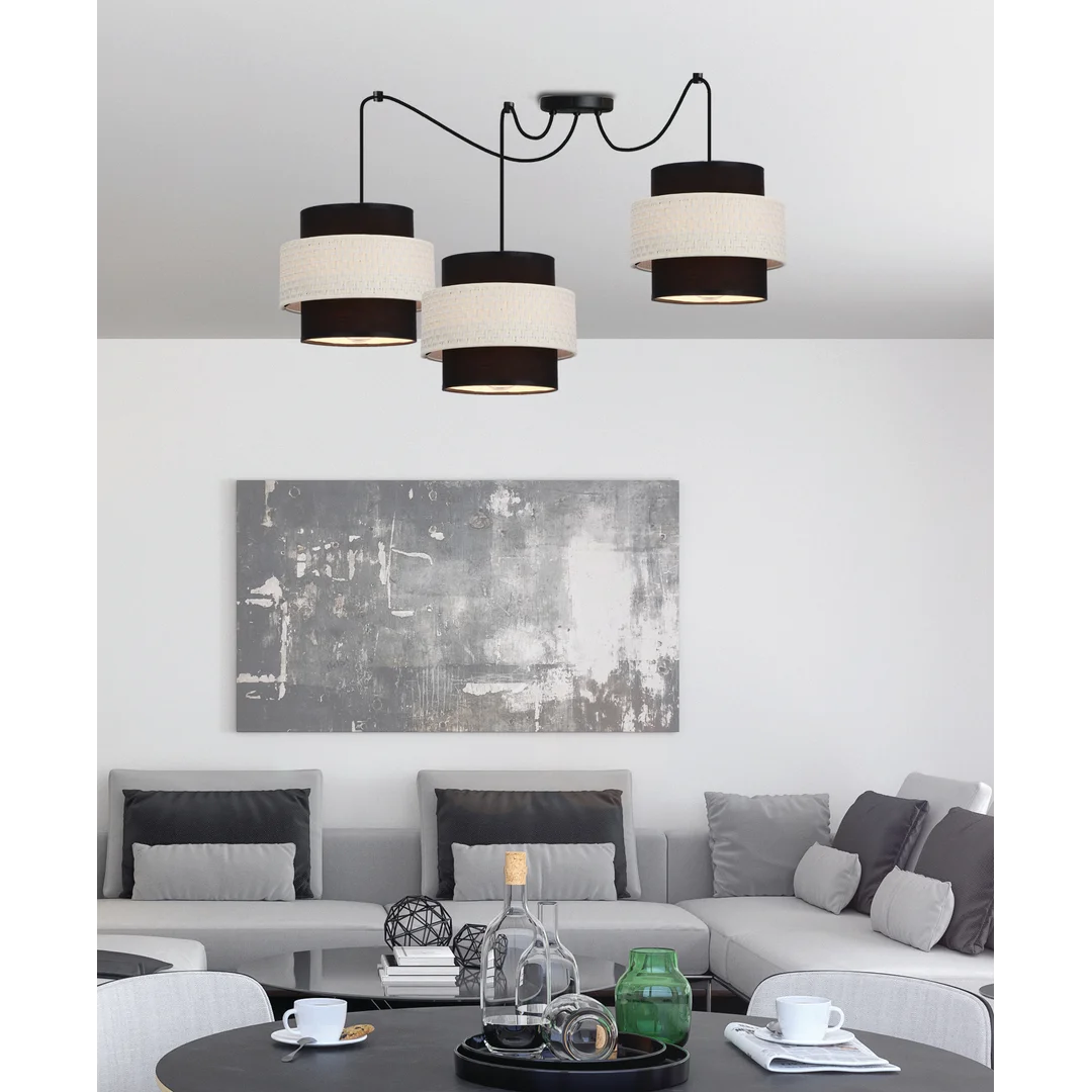 Benta p lampa wisząca czarny 3x40w e27 abażur czarny+kremowy — zdjęcie 2