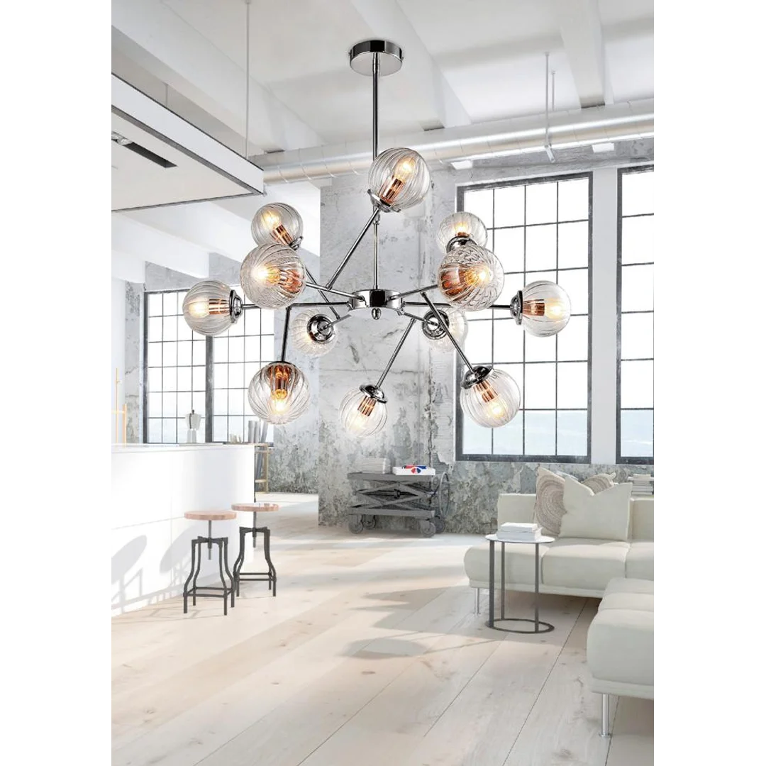 BEST LAMPA WISZĄCA 12X40W E14 CHROM+MIEDŹ — zdjęcie 4