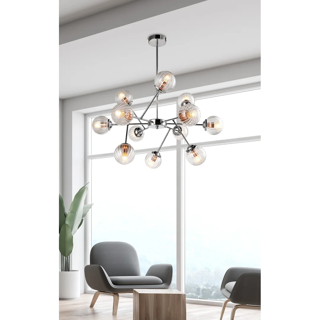 BEST LAMPA WISZĄCA 12X40W E14 CHROM+MIEDŹ — zdjęcie 5
