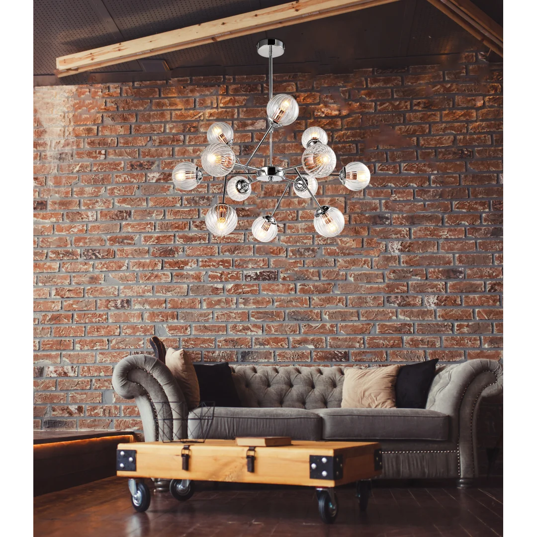 BEST LAMPA WISZĄCA 12X40W E14 CHROM+MIEDŹ — zdjęcie 6