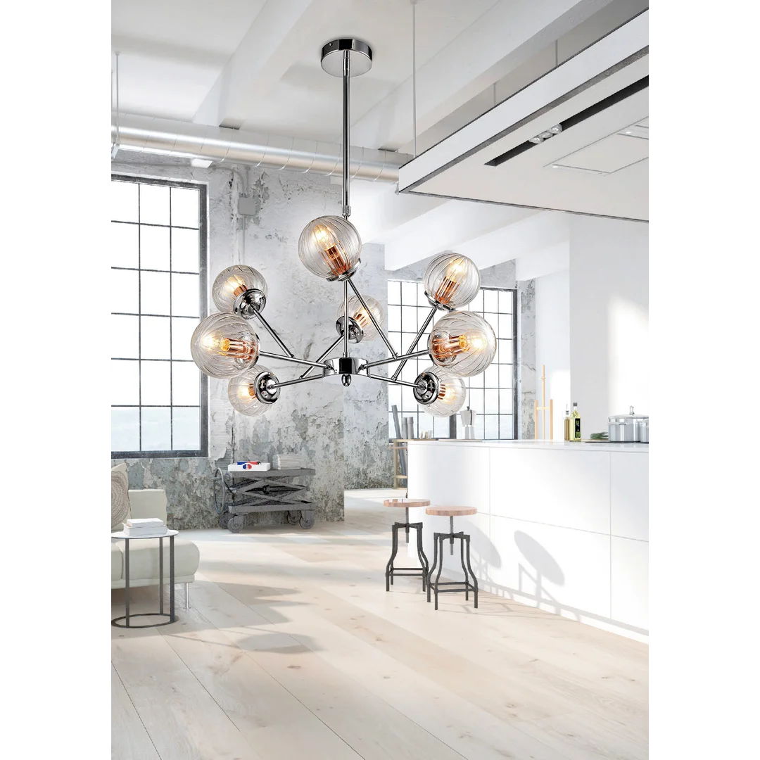 BEST LAMPA WISZĄCA 8X40W E14 CHROM+MIEDŹ — zdjęcie 2