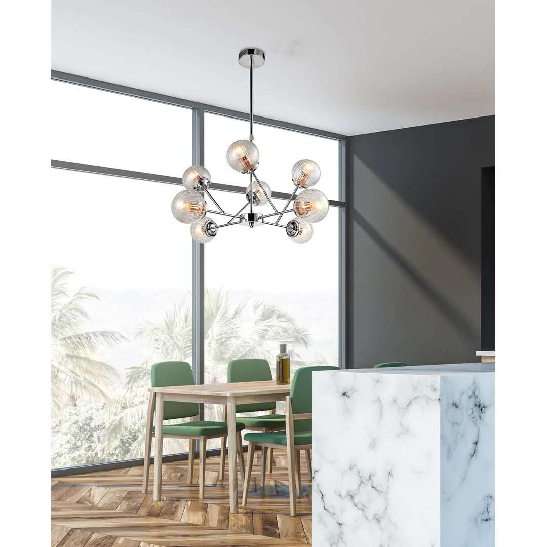BEST LAMPA WISZĄCA 8X40W E14 CHROM+MIEDŹ — zdjęcie 3