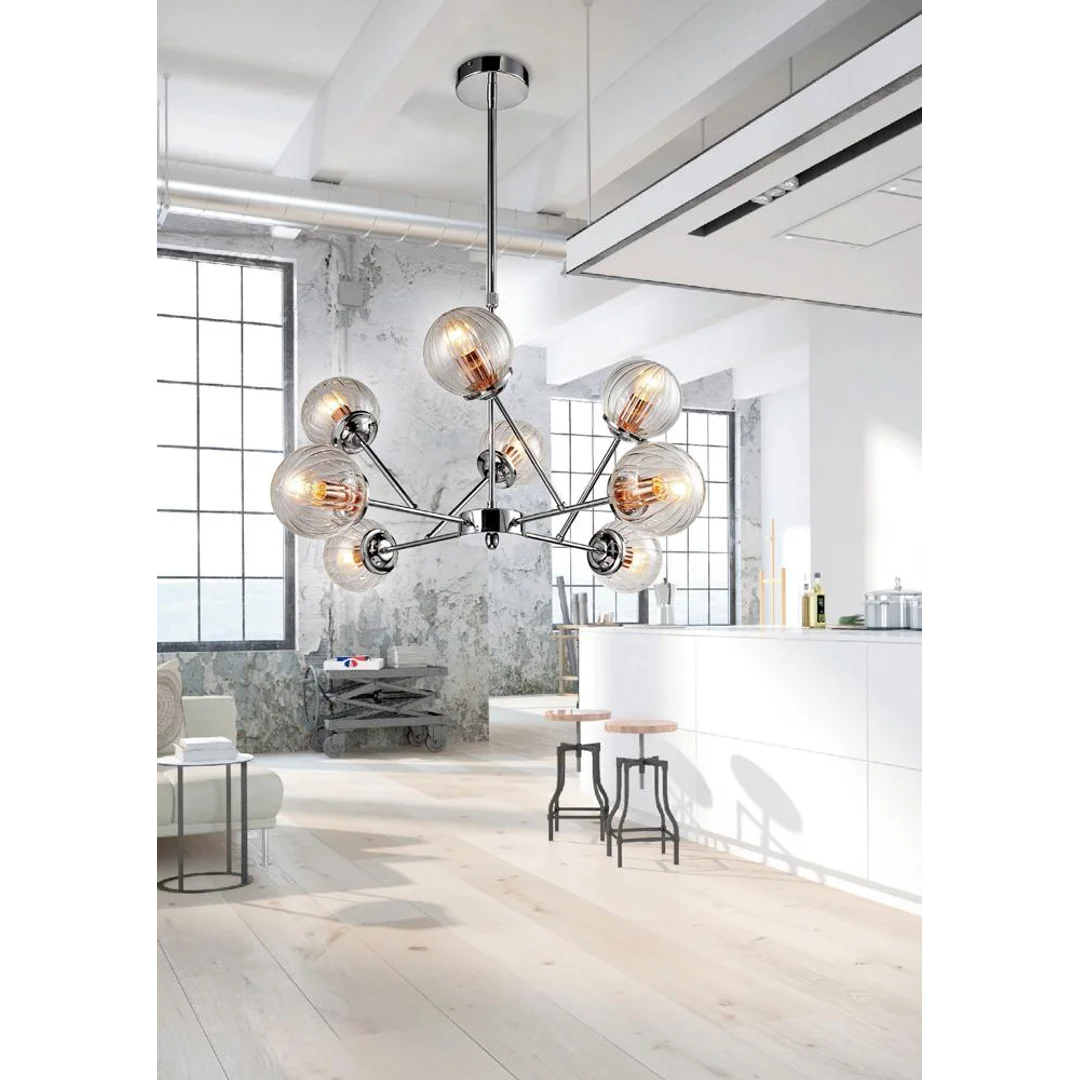 BEST LAMPA WISZĄCA 8X40W E14 CHROM+MIEDŹ — zdjęcie 4