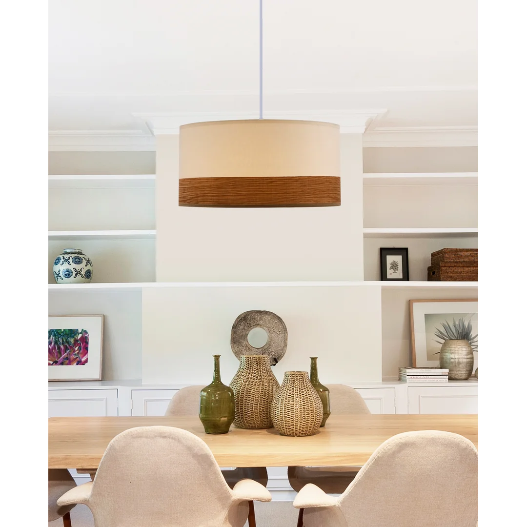 Bianco lampa wisząca biały 1x40w e27 abażur biały+orzechowy — zdjęcie 2