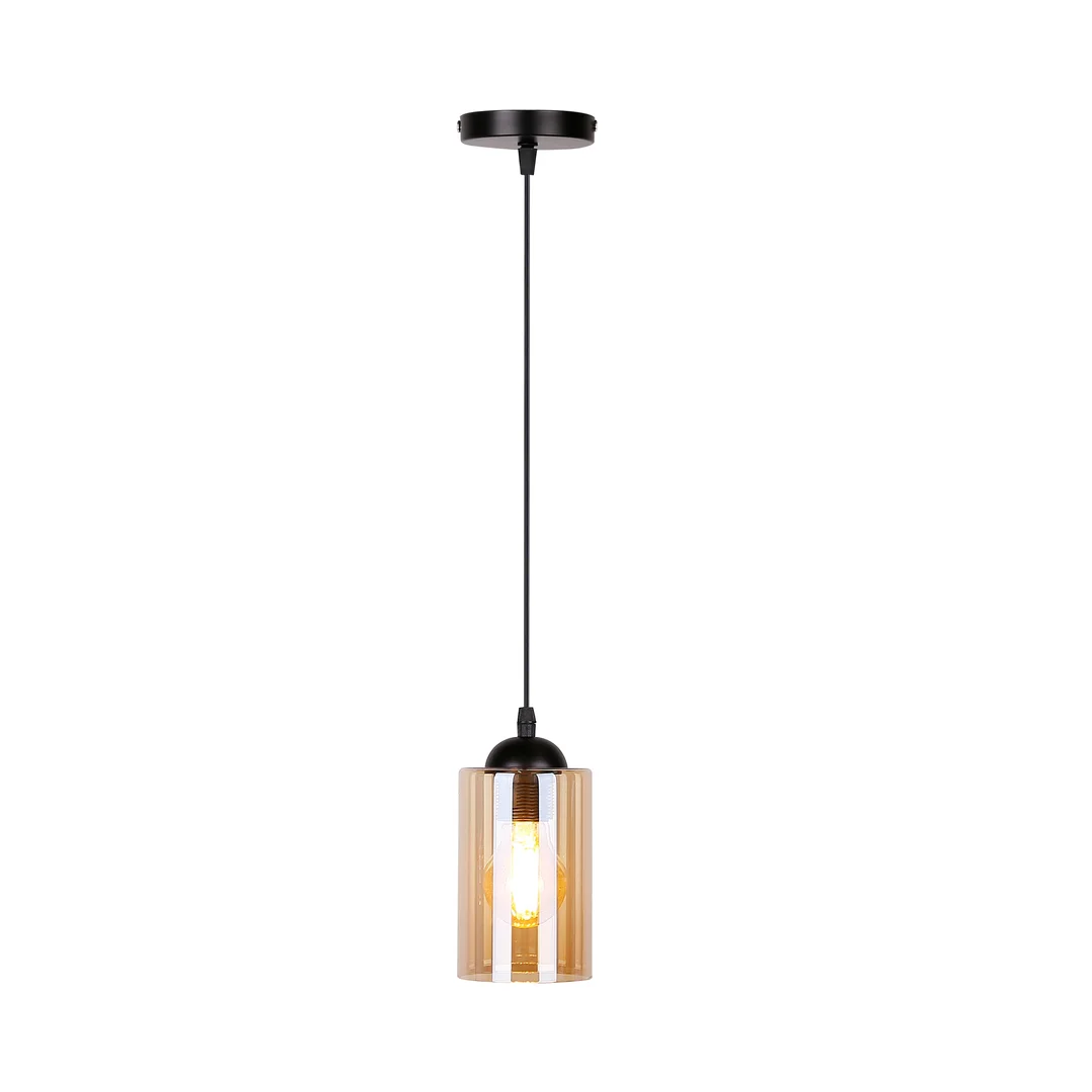 Bistro lampa wisząca czarny 1x40w e27 klosz brązowy — zdjęcie 4